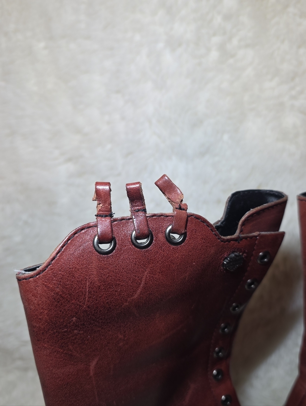 Harley-Davidson Vannis Red Leather Moto Boots - Size 6 - MINT Rare - Picture 10 of 15